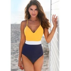 Cupshe Colorblock V-Neck One Piece Swimsuit